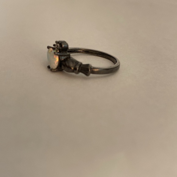 Claddagh Ring w/ Opalescent & Crystal Stones - Picture 3 of 5